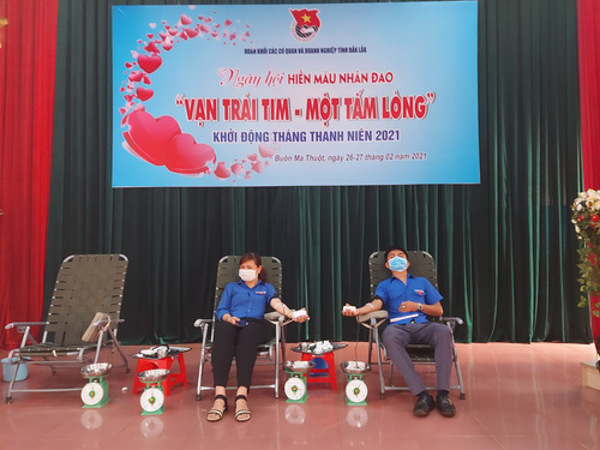 Ngày hội hiến máu nhân đạo "Vạn trái tim - Một tấm lòng" khởi động tháng Thanh niên năm 2021