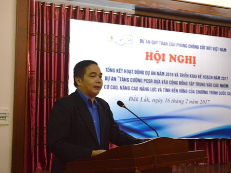 Ông Nguyễn Trung Thành, Phó Giám đốc Sở Y tế Đắk Lắk, Trưởng Ban quản lý Dự án phát biểu tại Hội nghị.