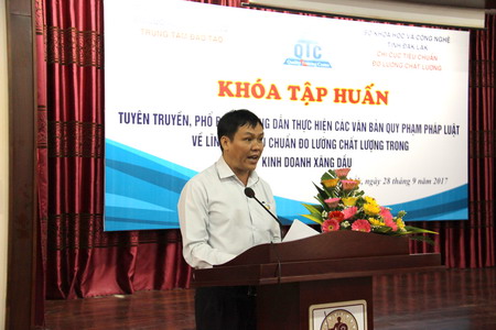 Ông Phạm Gia Việt - Chi cục trưởng Chi cục Tiêu chuẩn Đo lường Chất lượng - phát biểu khai mạc khóa tập huấn
